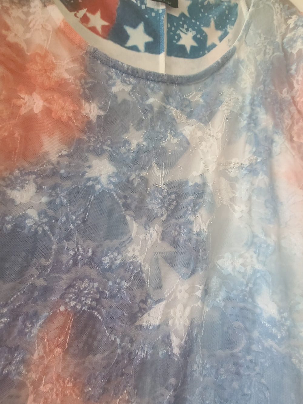 Patriotic Red and Blue Short Sleeve Tunic Top - Picture 3 of 6